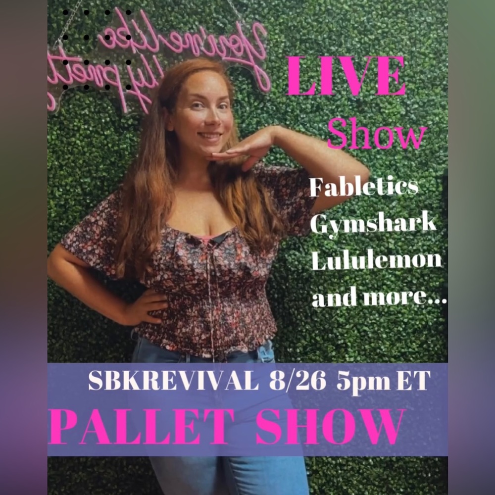 Fabletics, Gymshark, Lululemon Activewear Live show notification post.PalletShow